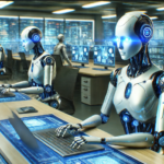 Robots working in an office