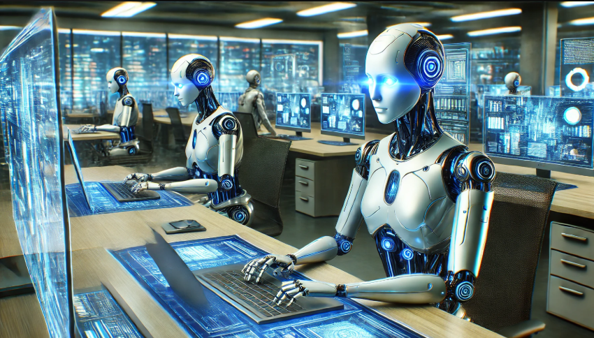 Robots working in an office